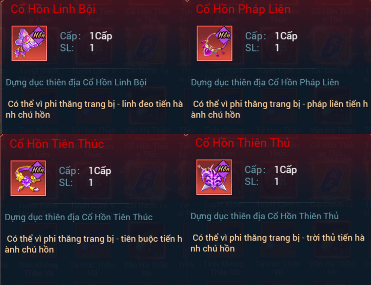 4 loại chú hồn trang sức trong game Tam Giới H5