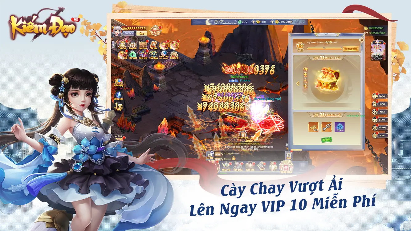 Cày chay lên ngay Vip 10 Free game Kiếm Đạo H5