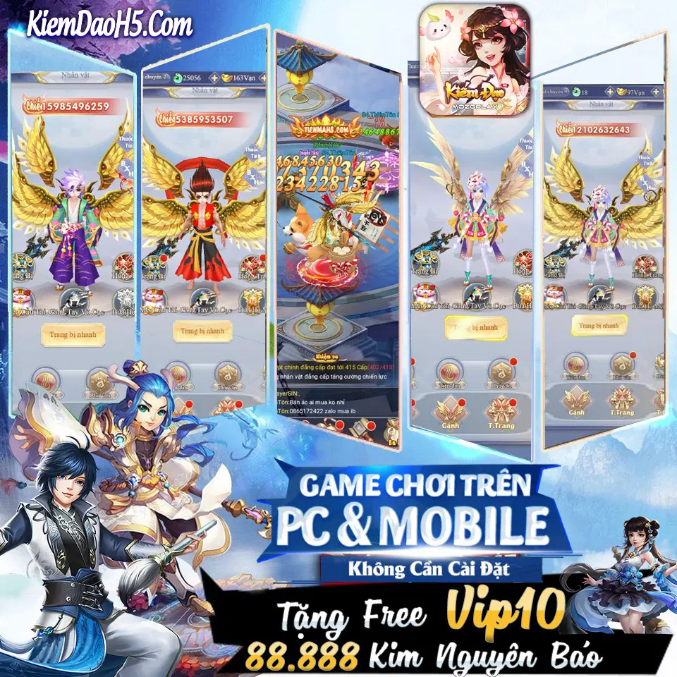 Chơi online trên mọi thiết bị, tặng VIP KNB Free game Kiếm Đạo H5