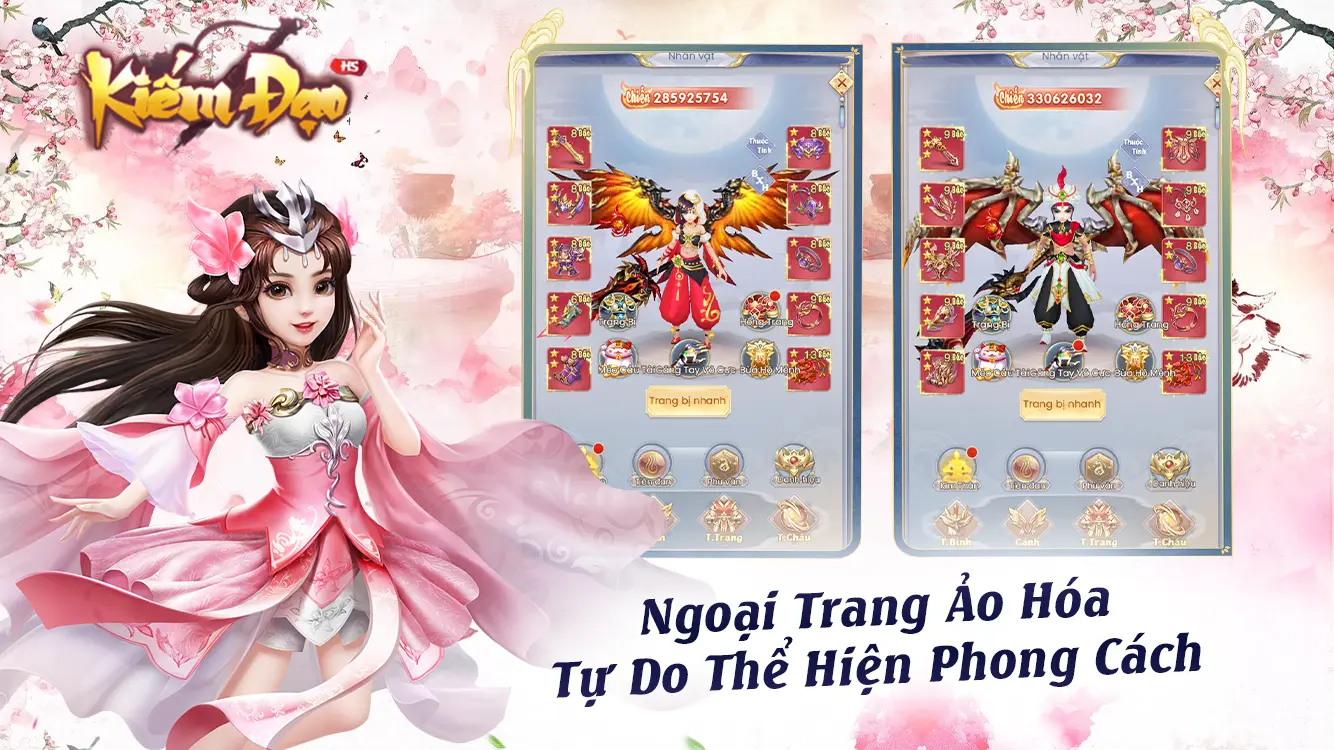 Ngoại Trang Ảo Hóa tự do thể hiện phong cách trong game kiếm đạo h5