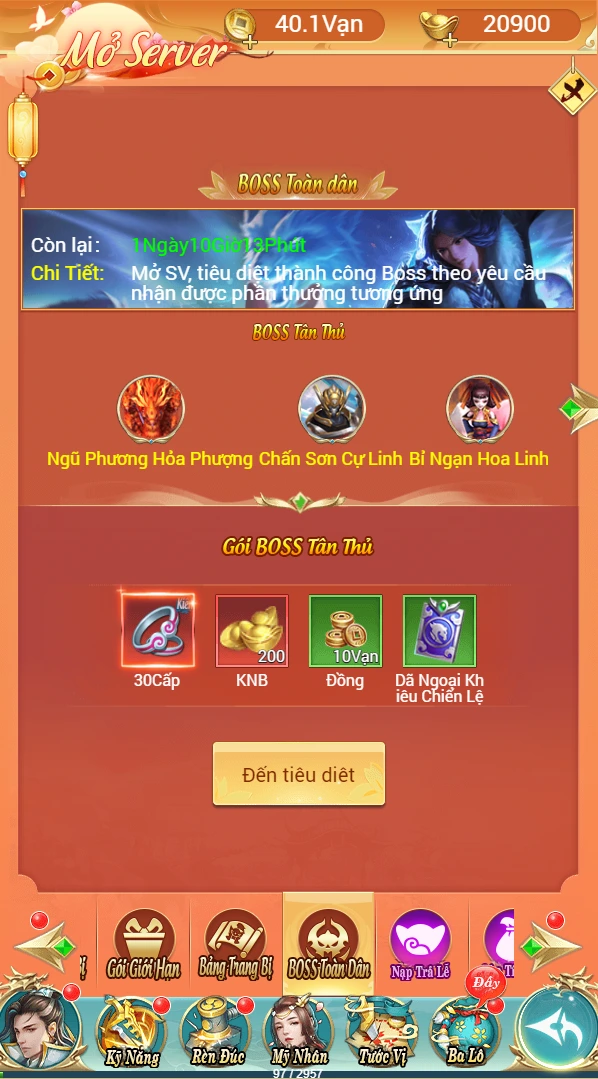 Sự kiện săn Boss nhận thưởng Game Tam Giới H5